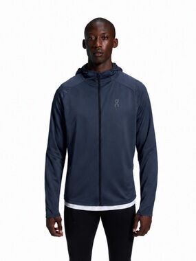 On Running Climate Zip Hoodie Dark Blue With Integrated Mask Medium EUC!